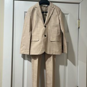 Sand color slim fit summer suit